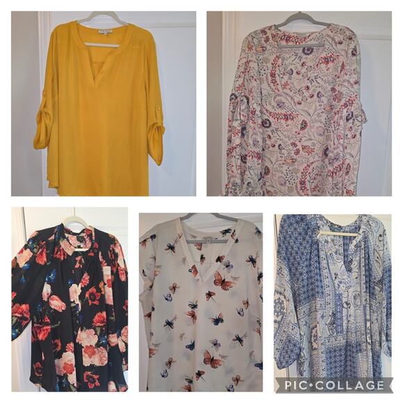 5 Dress Tops Size 3X Rose & Olive Chaus Worthington Fluer Bleue Elaine Rose - Picture 1 of 14
